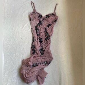 Y2K Vintage Sue Wong Pink beaded Maxi Dress